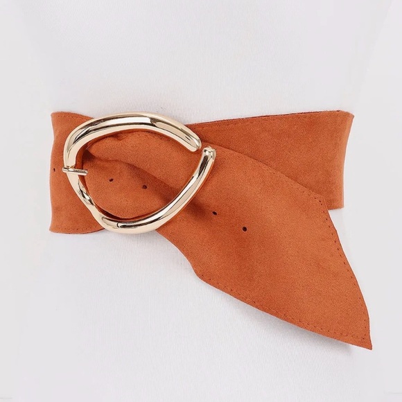 Camel Faux Suede Metal Buckle Belt main image 4